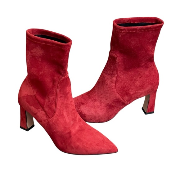 SCARLETT CHASE PORTIA 75 STRETCH BOOTIE ted suede vegan size 5.5 - Picture 2 of 16